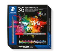 Staedtler Rotuladores pincel Pigment Arts 371 C36, 36 colores surtidos, resistente al agua