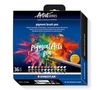 Staedtler Rotuladores pincel Pigment Arts 371 C36, 36 colores surtidos, resistente al agua