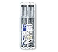 STAEDTLER Pigment Liner 308 Rotuladores - negro, 4 uds, 0,1-0,7 mm | Tinta pigmentada permanente y resistente al agua para trazos uniformes - dibujar, esbozar y escribir - Art.-Nr. 308 WP4
