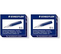 Staedtler Premium 480 3. Cartucho de tinta de tamaño normal. Caja con 6 cartuchos de tinta de color azul. (Paquete de 2)