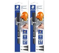 STAEDTLER Rotulador doble permanente Lumocolor Duo 348, resistente al agua, resistente a la luz, color negro, 2 puntas F+M, 348-9 BK-1 (Paquete de 2)