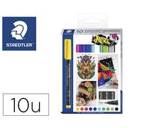 Staedtler Rotulador Lumocolor Permanente Punta Fibra 0.6 mm para Retroproyección, Colores Surtidos, Caja de 10 Unidades