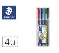 Staedtler Rotulador Lumocolor Retroproyeccion 317 WP Permanente Punta de Fibra Estuche 4 Colores Punta Media