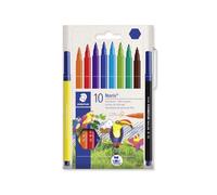 STAEDTLER Rotulador Noris 326 punta fibra caja 10 colores, 326 C10 ST | Punta a prueba de marcas, DRY SAFE - para el colegio y adultos - N.º de art. 326 C10