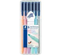 Staedtler Triplus Color 323 SB6CS01. Rotuladores de colores de punta fina multicolor. Estuche con 6 colores Pastel