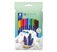 STAEDTLER Rotulador triplus color, forma triangular ergonómica, estable y segura de 1,00 mm, punta DRY SAFE, vástago de PP, tapa con canal de aire, 10 rotuladores en estuche de cartón, 323 C10