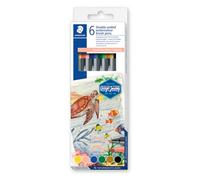 STAEDTLER Rotuladores 3001 doble punta acuarela, set de 6 colores pastel | Punta de pincel, pintables con agua, 0,5-6,0 mm - para efectos de acuarela - N.º de art. 3001 C6-2