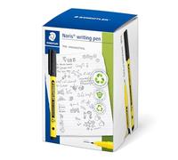 STAEDTLER Rotuladores 307 Noris Writing Pen - Rotulador Punta Fina - Trazo 0.6mm Aprox - Tinta Base Agua - Cuerpo Fabricado en un 97% de Plastico Reciclado - Color Negro - Dispensador 50 rotuladores