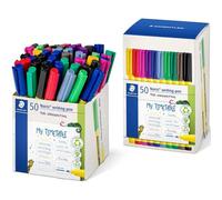 STAEDTLER Noris writing pen 307 Fineliner, carcasa de 97% plástico reciclado según ISO 14021, estuche de cartón con 50 rotuladores fineliner en colores surtidos, 307-S CT50