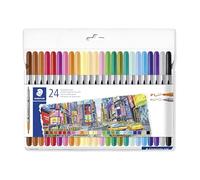 STAEDTLER Rotuladores para colorear Design Journey - Doble extremo, ancho de trazo de 0,5-3,0 mm, 24 colores surtidos, paquete de 24, 3200 C24P