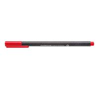 Staedtler Rotuladores triangulares Triplus, rojo, de plástico reciclado, punta superfina de 0,3 mm, larga vida útil, 10 rotuladores rojos en estuche de cartón, 334 R-2