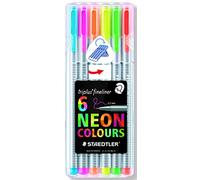 Staedtler Rotuladores Triplus Fineliner Paquete de 6, Colores neón