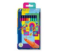 STAEDTLER Rotuladores Triplus Happy, diseño triangular ergonómico, ancho de trazo de 1,0 mm, larga duración, 10 rotuladores en colores variados en estuche de cartón, 323 C10 HA