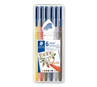 Staedtler Rotuladores Triplus, juego boho, triangular, ergonómico, ancho de trazo de 1 mm, larga duración, 6 rotuladores de punta de fibra en tonos bohemios en caja 323SB6CS13
