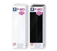 Set de Arcilla para modelar FIMO Negro y Blanco - Masa Blanda Que endurece en el Horno para Principiantes - 2 Bloques Grandes de 454 g con división en 8 Partes