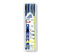 Staedtler-34 ST Set de Escritura con bolígrafo, Fino, portaminas y Marcador Fluorescente, impresión de letras, Color negro, 4 unidad (paquete de 1) (34 SB4)
