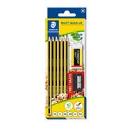 STAEDTLER Set Dibujo Noris - Juego de 6 lápices Noris de distinta graduación fabricados con madera suprarreciclada, goma de borrar y afilalápices gratis, 61 120 C6