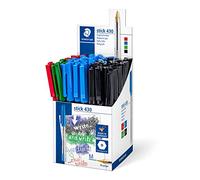 STAEDTLER stick 430 Bolígrafos - pack 50, colores surtidos | Capuchón & clip, trazo medio M - expositor de mostrador para aula & oficina - Art.-Nr. 430 M-SCP5