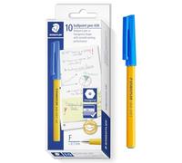 STAEDTLER Stick 430 F - Bolígrafo de punta fina, paquete de 100 unidades, tinta azul