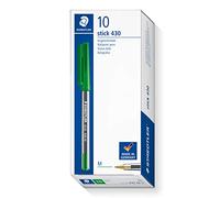 STAEDTLER Stick 430 M-5 - Bolígrafo mediano (10 unidades), color verde