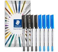 STAEDTLER Stick 430M - Bolígrafo de punta media de 0,5 mm, paquete de 20,32 cm (negro, azul)