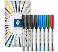 STAEDTLER Stick 430M - Bolígrafo de punta media de 0,5 mm, paquete de 20,32 cm (negro, azul, rojo, verde)