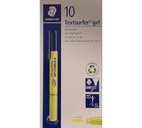 STAEDTLER Textsurfer 264-1 - Rotulador fluorescente de gel (compatible con tinta de impresora, punta de 3 mm, 10 unidades), color amarillo