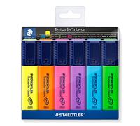 STAEDTLER Textsurfer Classic 364 Subrayadores - 6 colores, recargables | Punta biselada 1-5 mm, INK·JET SAFE - cuerpo reciclado, recargables - Art.-Nr. 364 WP6