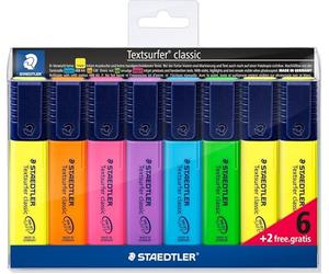 STAEDTLER Textsurfer Classic 364 Subrayadores - pack 4, vintage | Punta biselada 1-5 mm, tinta a base de agua - gran depósito, compensación - Art.-Nr. 364 CWP4