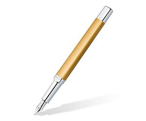 STAEDTLER Triplus 474 F11-3 - Pluma estilográfica, carcasa metálica en forma triangular ergonómica, plumín de acero F, con cartucho en color de tinta azul, 474 F11-3