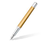 STAEDTLER Triplus 474 M11-3 - Pluma estilográfica (474 M, carcasa metálica en forma triangular ergonómica, plumín de acero M, con cartucho de tinta azul), color dorado