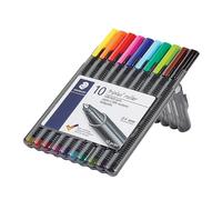 Staedtler Triplus - Bolígrafo de punta rodante (caja con función atril, colores surtidos, 10 unidades)