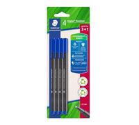 Staedtler Triplus Fineliner 334 - Lote de 4 rotuladores triangulares (punta superfina, 0,3 mm, plástico, 97% reciclado, 334 R-3BK4