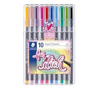 STAEDTLER Triplus Fineliner 334 meTime Set de 10 colores - Rotulador de punta fina triangular, 0,3 mm de ancho de línea, mango ergonómico, tinta Dry Safe a base de agua