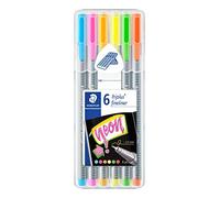STAEDTLER Triplus Fineliner Neon - Rotulador de punta fina, paquete de 6, multicolores