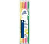 STAEDTLER triplus textsurfer 362 Subrayadores - pack 4, triangular | Punta bisel variable 1-4 mm, apto inkjet - cuerpo ergonómico para marcar - Art.-Nr. 362 SB4