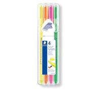 STAEDTLER triplus textsurfer 362 Subrayadores - pack 4, triangular | Punta bisel variable 1-4 mm, apto inkjet - cuerpo ergonómico para marcar - Art.-Nr. 362 SB4