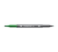 STAEDTLER Watercolour Design Journey 3001-5 - Rotuladores de doble punta de fibra verde, punta fina y punta de pincel flexible, solubles en agua, 10 rotuladores verdes