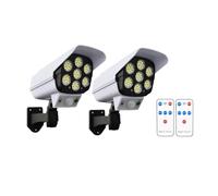 Staeekkzy 2 Piezas Luces Solares Al Aire Libre 77Led PIR Lámpara con Sensor de Movimiento Cámara de Simulación Luz de Pared Solar Luces de Decoración de Jardín Impermeables