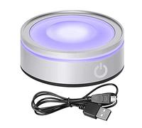 Staeekkzy Base de Luz LED con Pantalla de Soporte de Colores Redondos TáCtiles Sensibles para de Fotos de Arte de Cristal 3D CóNcavo Plateado