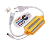 Staeekkzy Controlador de Tira de Luces LED RGB de 1500 W con Regulador de Intensidad de 16 Colores, Control Remoto Inalámbrico IR de 24 Teclas, Enchufe Europeo, Resistente Al Agua IP68.