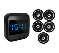 Staeekkzy de Buscapersonas para Restaurante con Timbre Inalámbrico y Receptor de Pantalla + 5 Botones para Hotel, Bar, Cafetería, Enchufe Europeo.