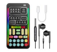 Staeekkzy Kit de Tarjeta de Sonido en con Cambiador de Voz, Mezclador Multiaudio, Auriculares y 2 Convertidores para PC, Teléfono y Portátil.