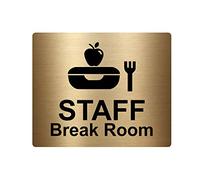Staff Break Room - Señal adhesiva para puerta (120 mm x 100 mm), color dorado y plateado metálico