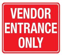 Staff Vendor Door Only Metal Signs 12x8 Inch | Restricted entry sign limits use to vendors and authorized employees only