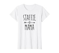 Staffie Mama Lindo Staffordshire Bull Terrier Mamá Camiseta gráfica económica, Mujer, Blanco, L
