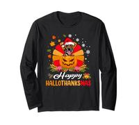 Staffordshire Bull Terrier Hallothanksmas Halloween Navidad Manga Larga