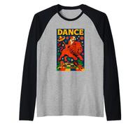Staffordshire Bull Terrier Montando un León Danza Pop Art Camiseta Manga Raglan