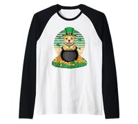 Staffordshire Bull Terrier St Patricks Day Leprechaun Camiseta Manga Raglan