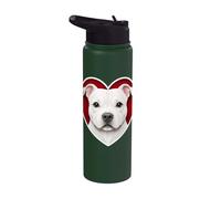 Staffordshire Bull Terrier Staffy Heart Blanco Stainless Steel Insulated Water Bottle